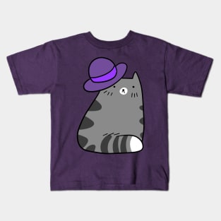 Purple Hat Cat Kids T-Shirt